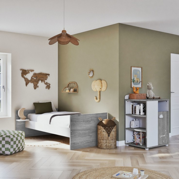 Lit Combiné évolutif de 60x120 à 90x190 en bois