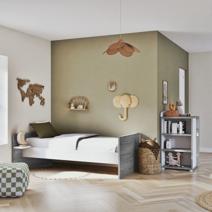 Lit Combiné évolutif de 60x120 à 90x190 en bois
