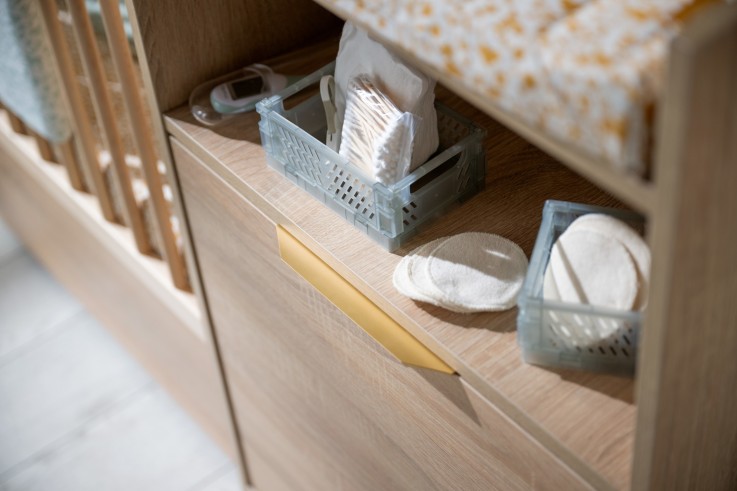 Lit combiné 120x60 évolutif en 90x190 avec porte décor chêne doré
