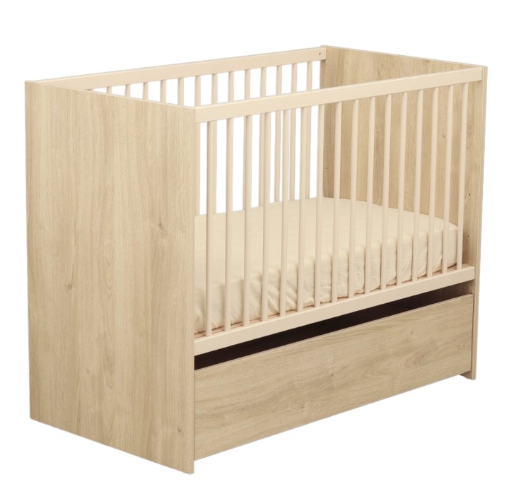Lit bébé 120x60 à barreaux avec têtes en panneaux