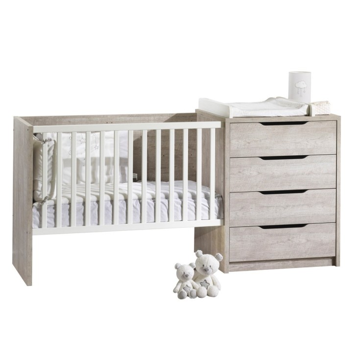 Lit combiné 120x60 évolutif en bois blanc