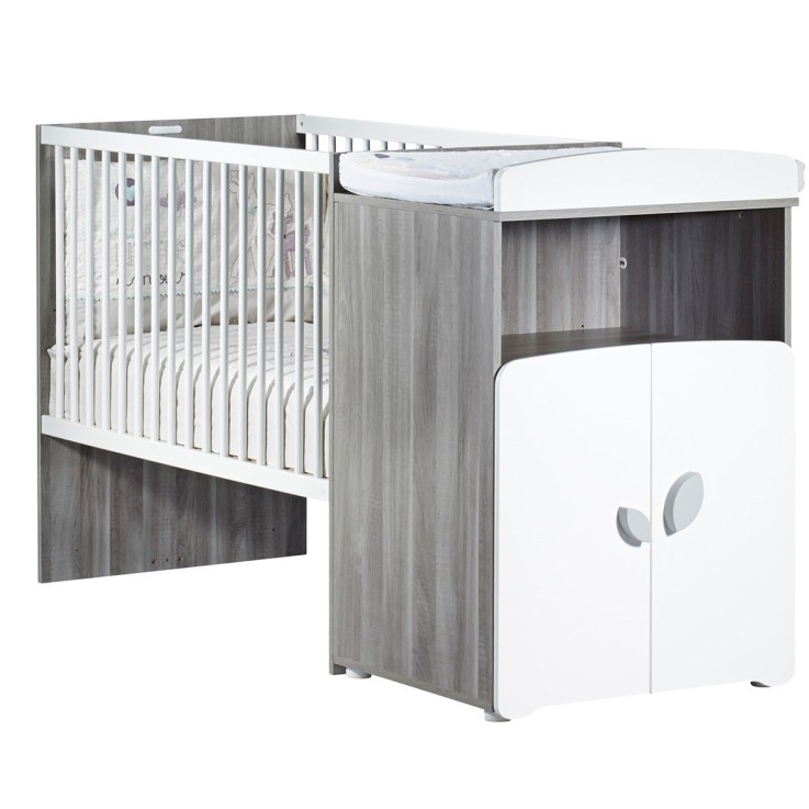 Lit combiné évolutif 60x120 en 90x190 en bois gris