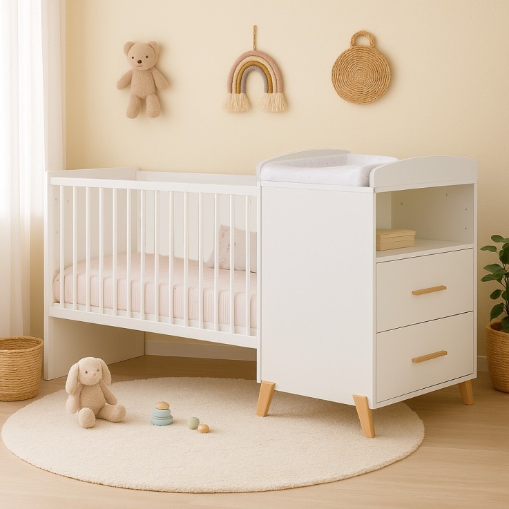 Lit Combiné Évolutif en bois blanc
