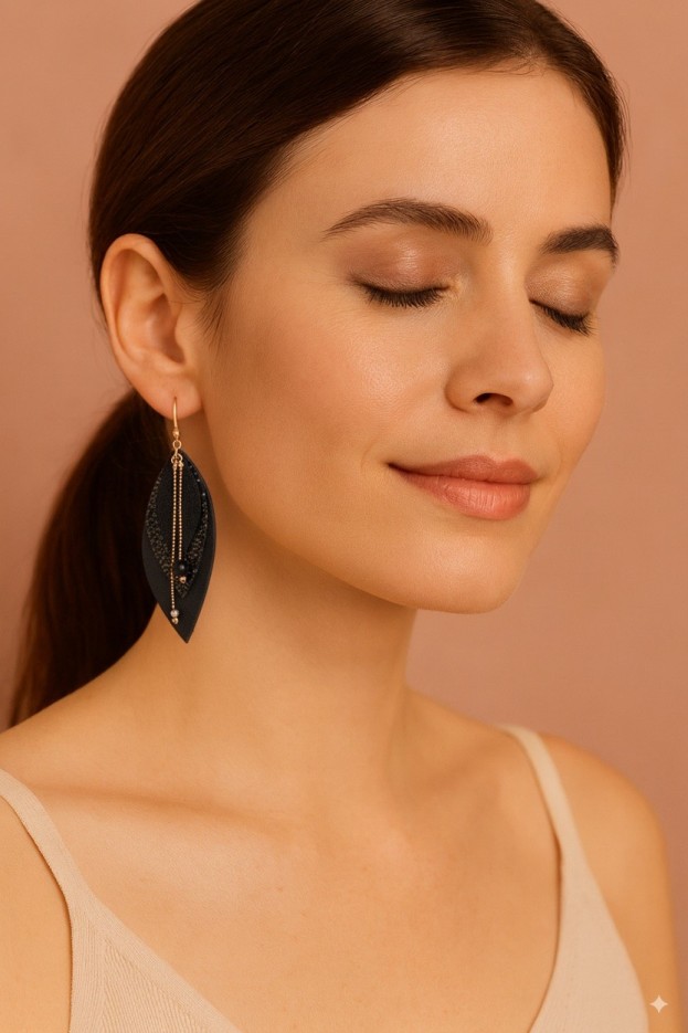 Boucles d'oreilles pendante POP Noir