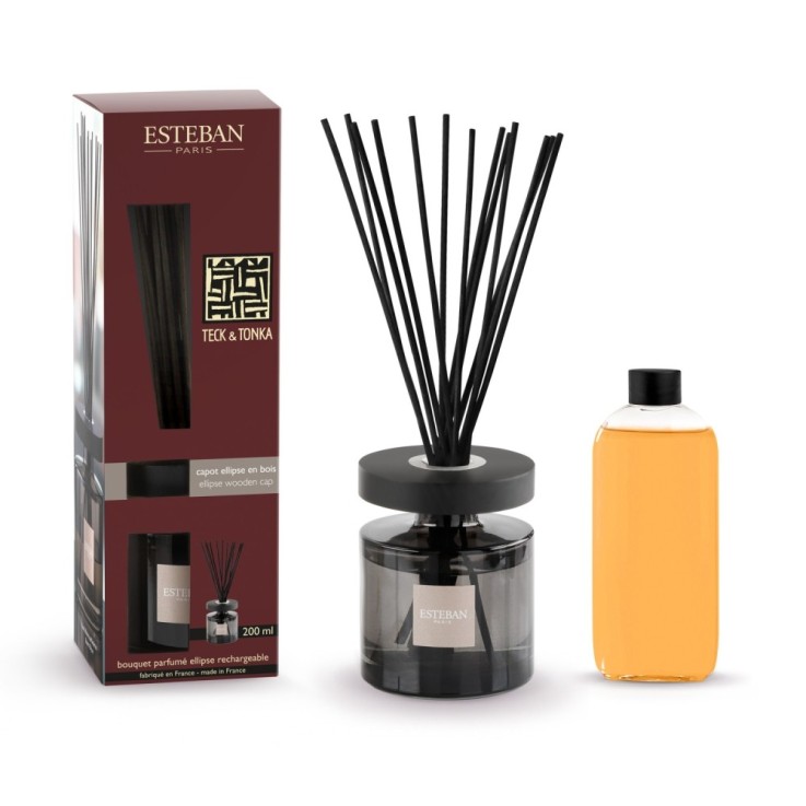 Bouquet parfumé Ellipse teck & tonka 200 ml en verre