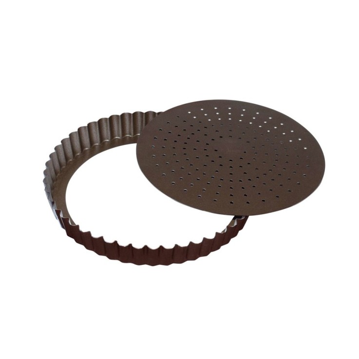 Tourtière ronde cannelée fond mobile 24 cm en acier