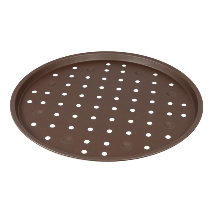 Plaque à pizza perforée 34 cm en acier