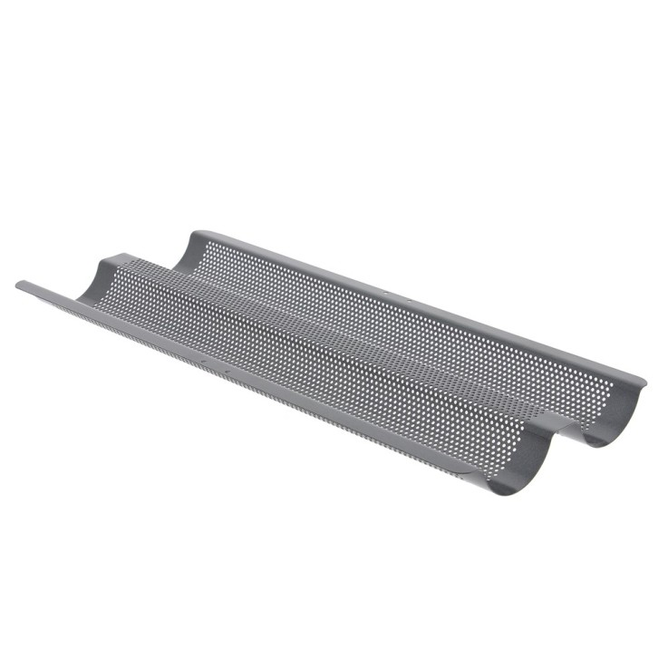 Plaque de cuisson perforée pour 2 baguettes en inox