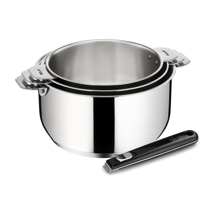 Série de 3 casseroles Salvaspazio 16/18/20 cm avec poignée en inox