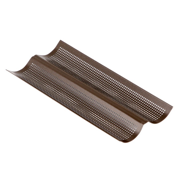 Plaque perforée 2 baguettes marron en acier