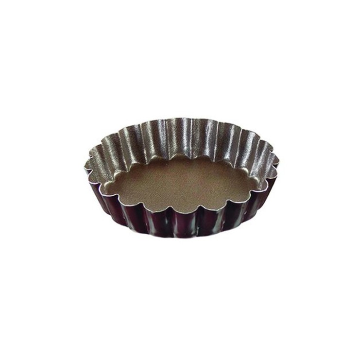 Tartelette ronde cannelée fond fixe 10 cm en acier