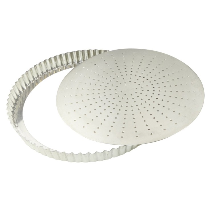 Moule à tarte rond cannelé fond mobile 20 cm en métal