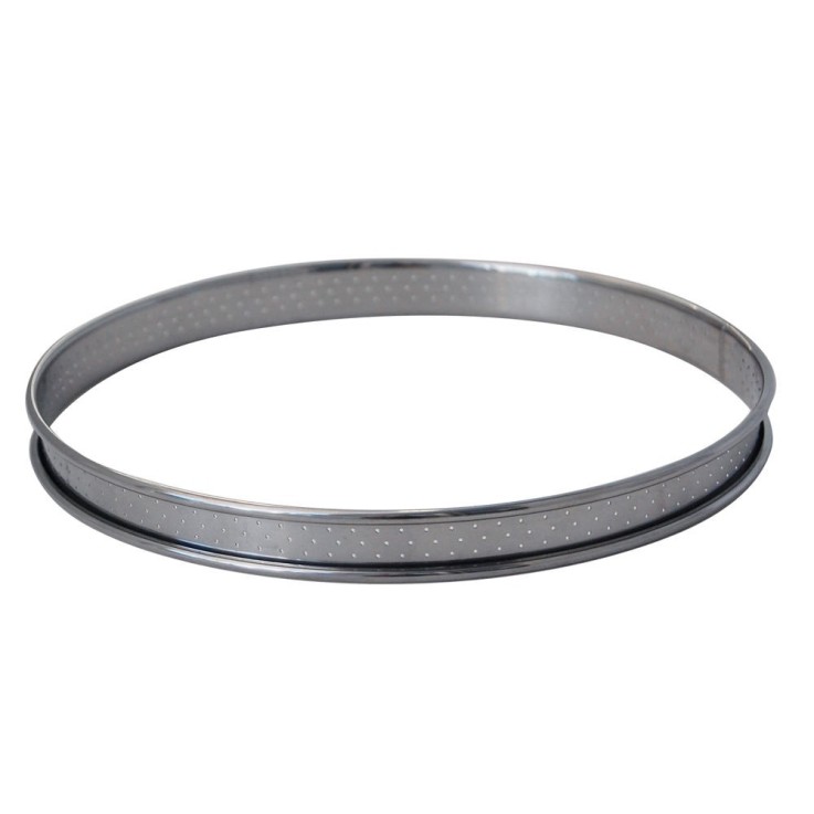 Cercle à tarte perforé bord roulé en inox