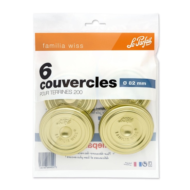 Sachet de 6 couvercles Familia Wiss 8,2 cm en métal