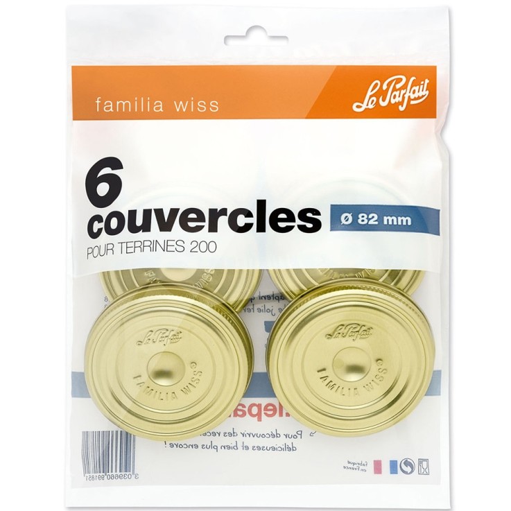 Sachet de 6 couvercles Familia Wiss 8,2 cm en métal