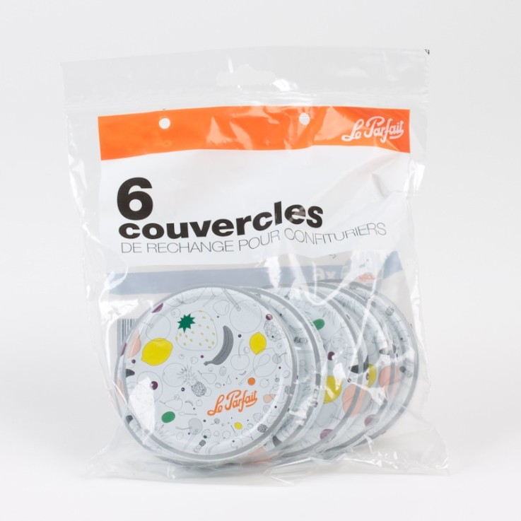 Sachet de 6 couvercles pour pots à confiture 8,2 cm en métal