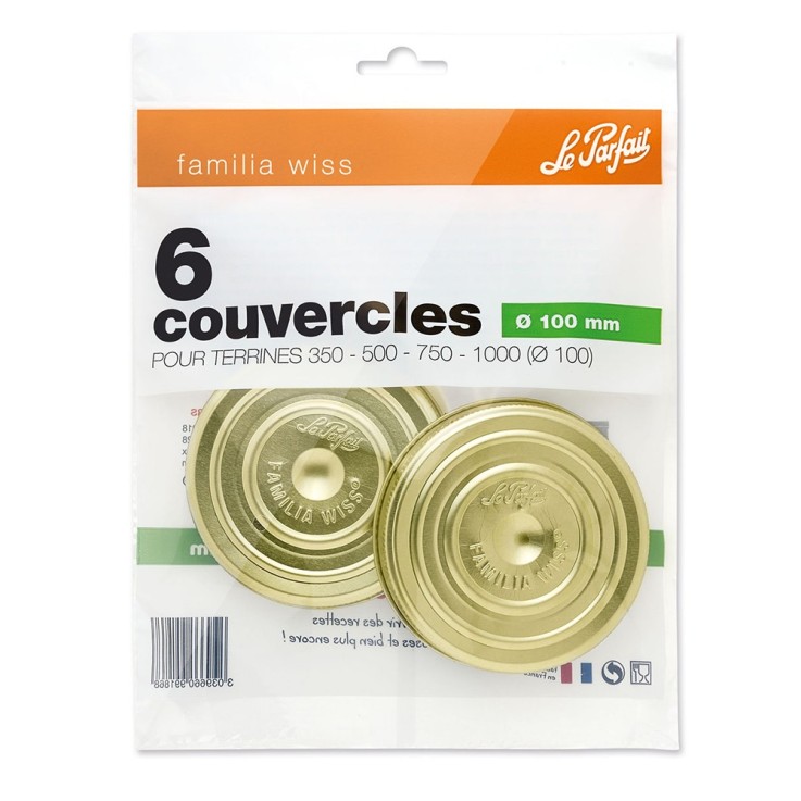Sachet de 6 couvercles Familia Wiss 10 cm en acier