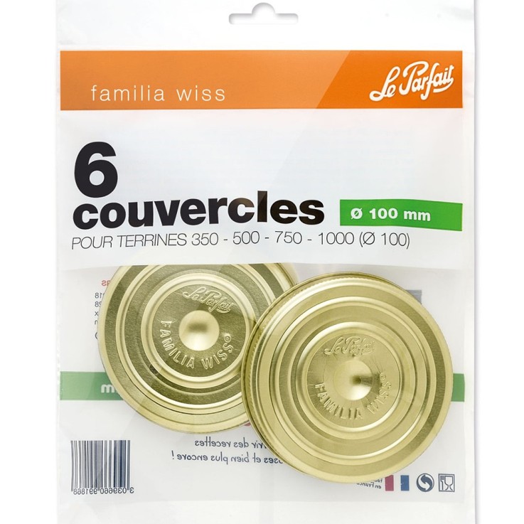Sachet de 6 couvercles Familia Wiss 10 cm en acier