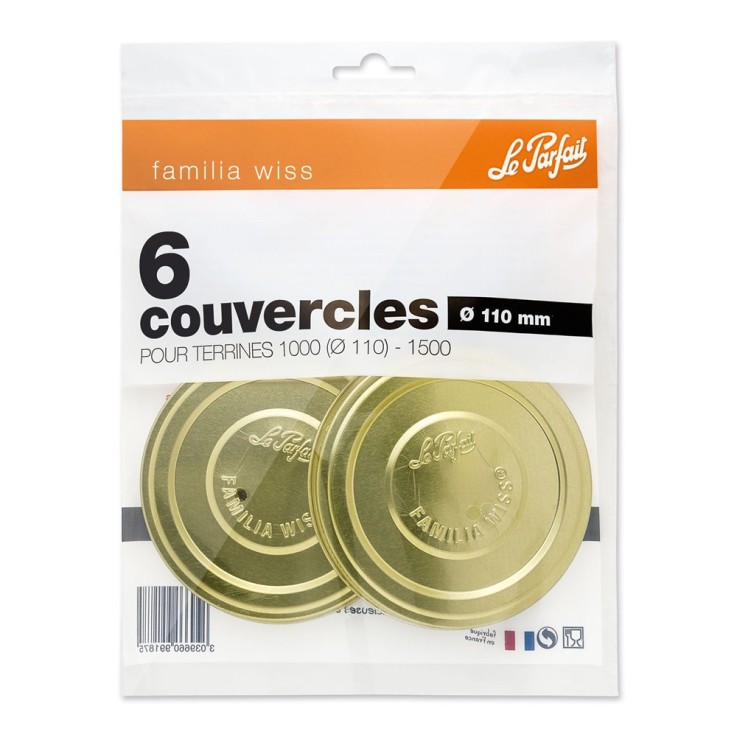 Sachet de 6 couvercles Familia Wiss 11 cm en acier