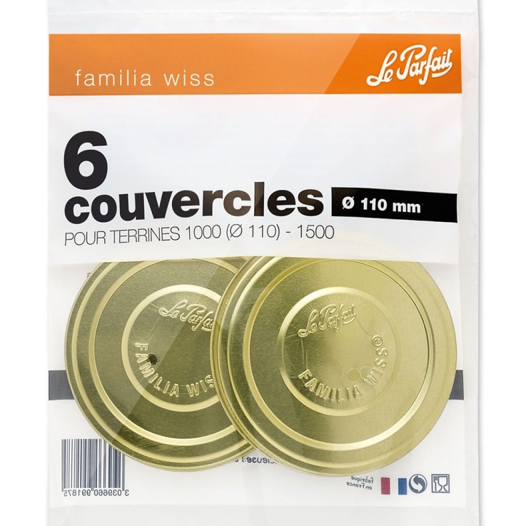 Sachet de 6 couvercles Familia Wiss 11 cm en acier