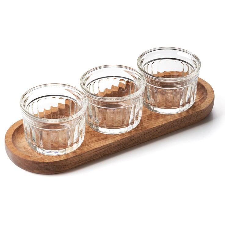 Set Délice Apéro avec plateau en accacia en verre