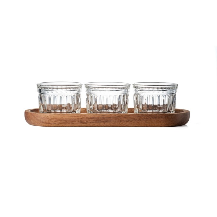 Set Délice Apéro avec plateau en accacia en verre