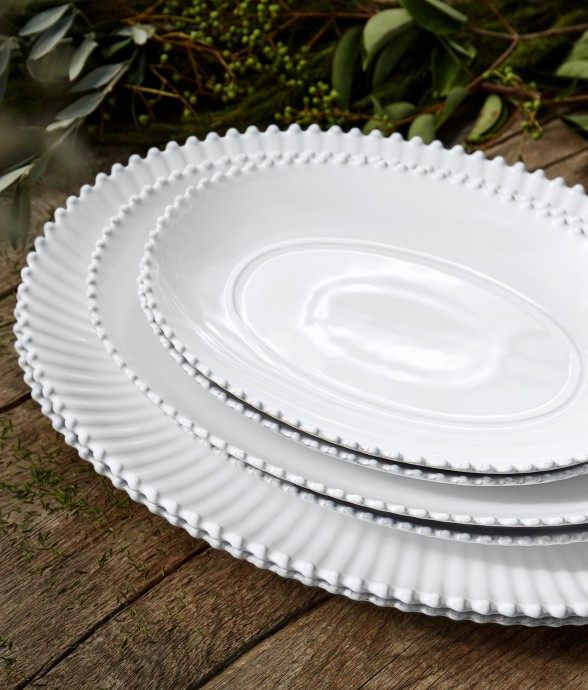 Plat Ovale Petit Pearl en grès