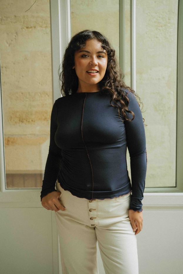Top Isis Bleu marine Tencel