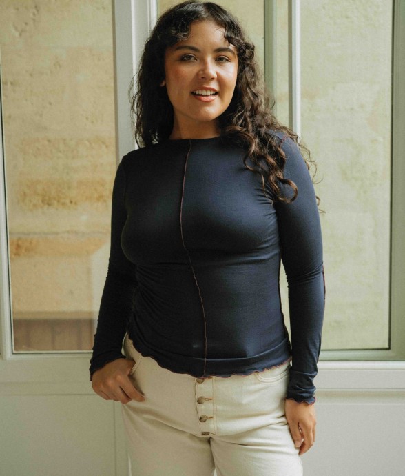 Top Isis Bleu marine Tencel