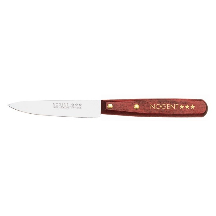 Couteau d'office manche en bois foncé en inox