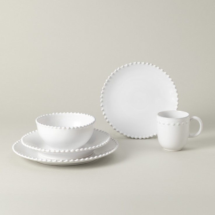 Set Table 30 Pièces avec Assiette Pâtes Pearl en grès