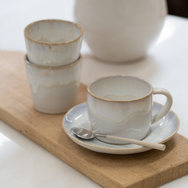 Set Table 30 Pièces avec Tasse et Soucoupe à Café Brisa en grès