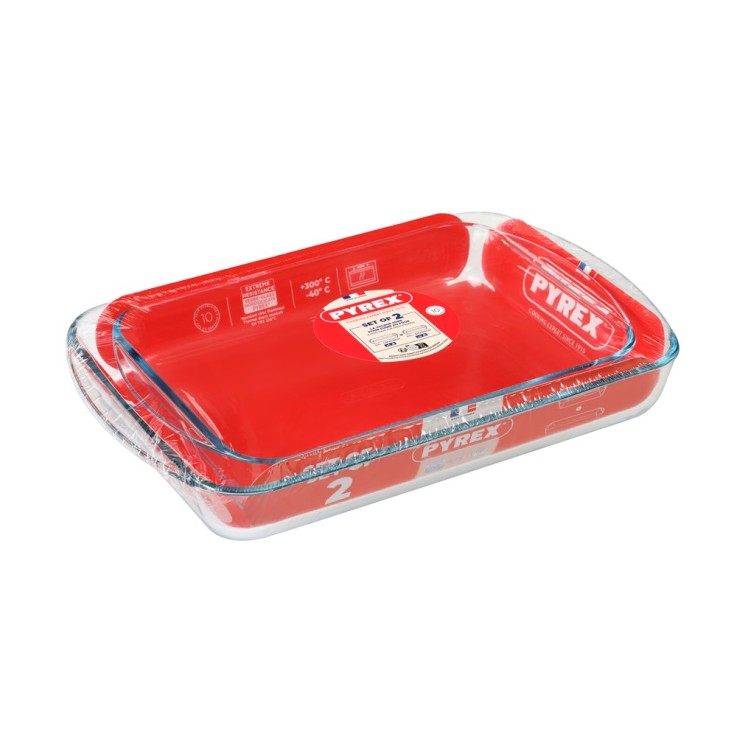 Set de 2 plats 35x23 cm et 40x27 cm en verre