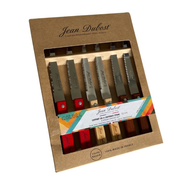Coffret de 6 couteaux à steak en bois et inox