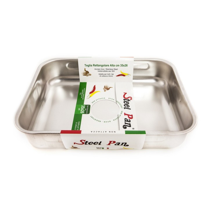 Plat à four 35x26x8 cm en inox
