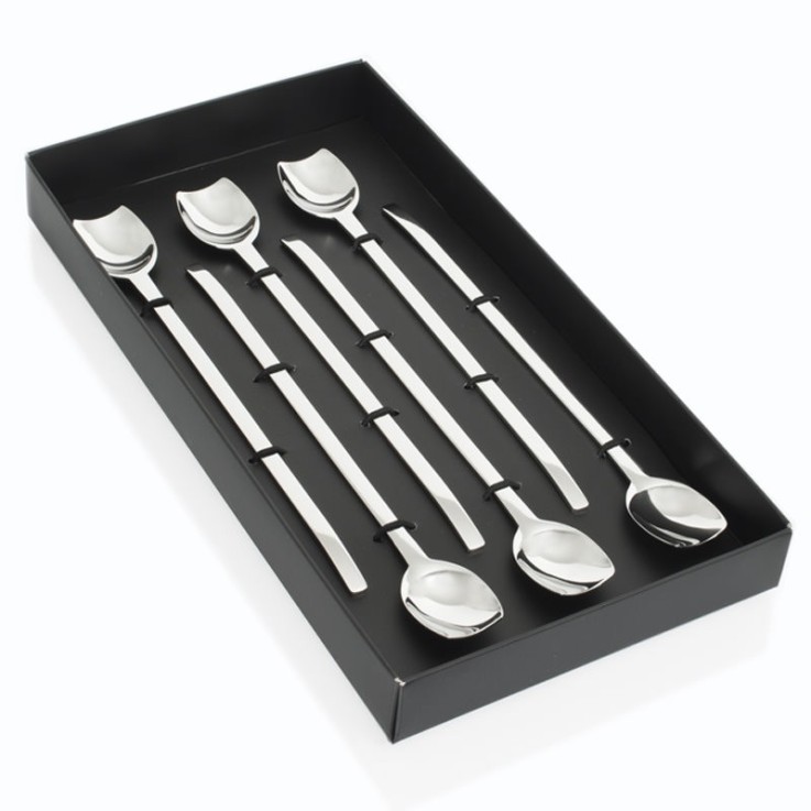 Coffret 6 cuilleres glace longue spiga en inox