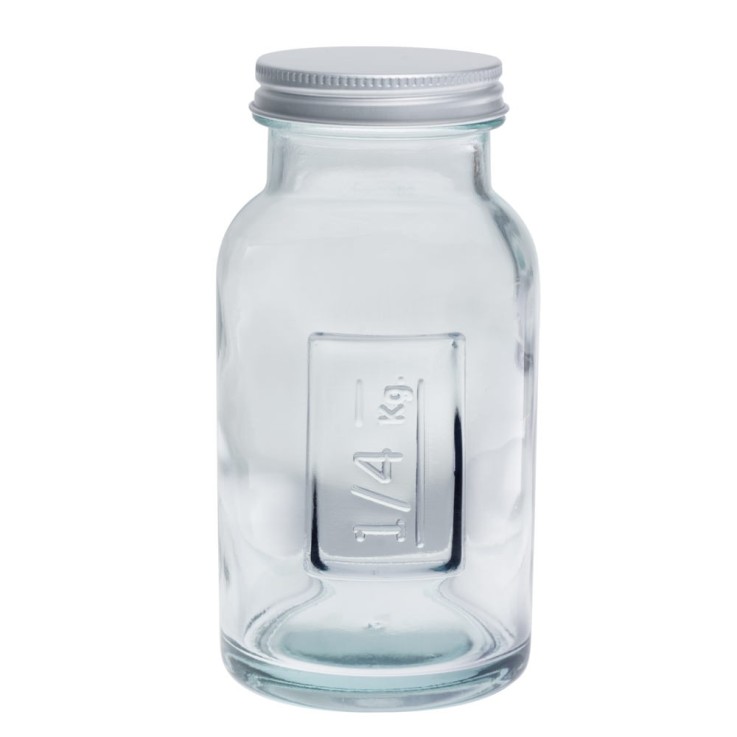 Pot en verre recyclé 0,25 l avec couvercle vissable