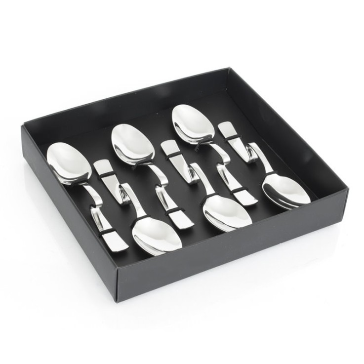 Coffret de 6 cuillères coudées carmil pour café ou cocktail en inox
