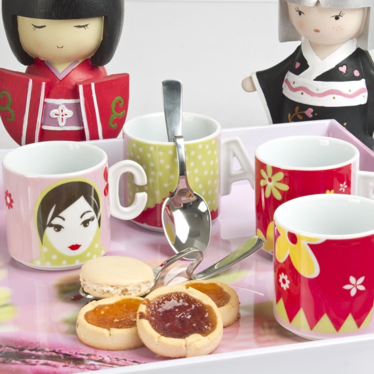 Coffret de 6 cuillères coudées carmil pour café ou cocktail en inox