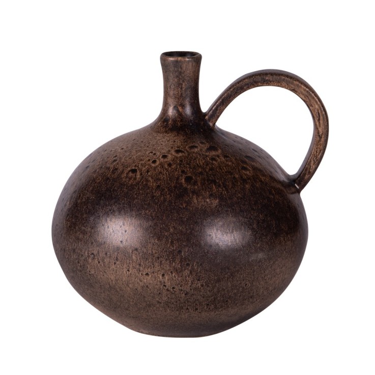 Vase Pompéi brun 19,5 cm en grès