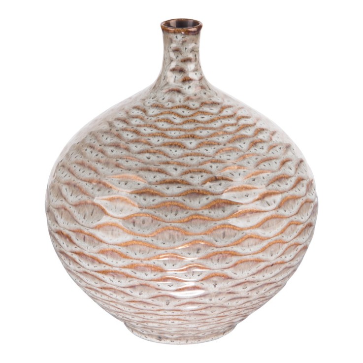 Vase bouteille gris 26,5 cm en céramique