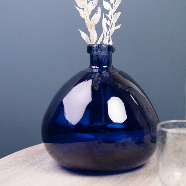 Vase Symplicity 23 cm bleu en verre