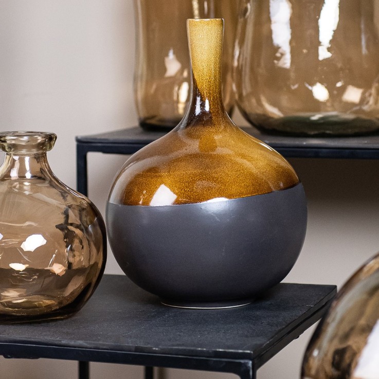 Vase Sumatra 42 cm marron en faïence