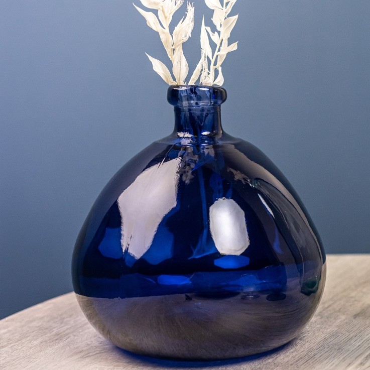 Vase Symplicity 33 cm bleu en verre