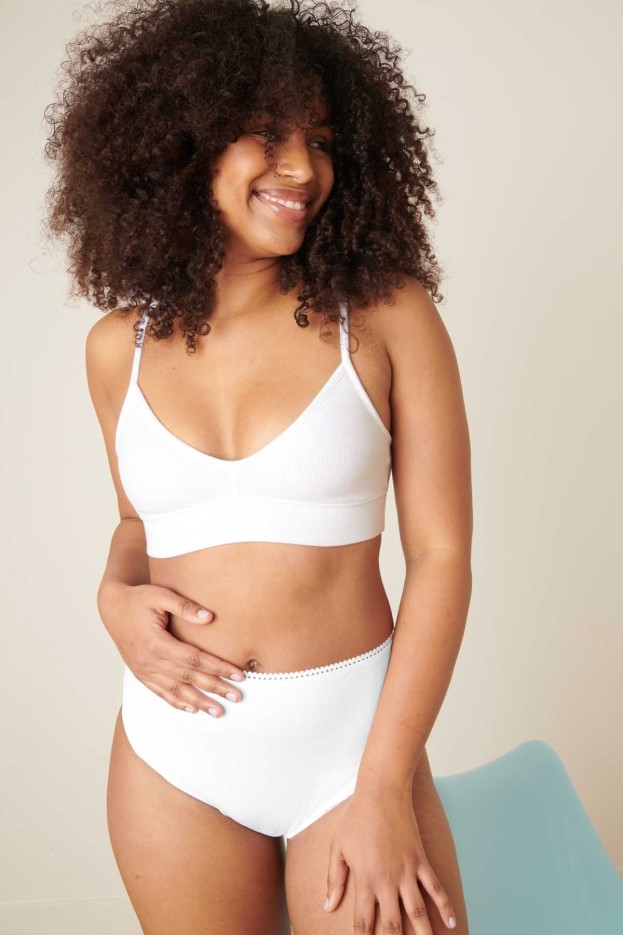 Culotte coton taille haute unie