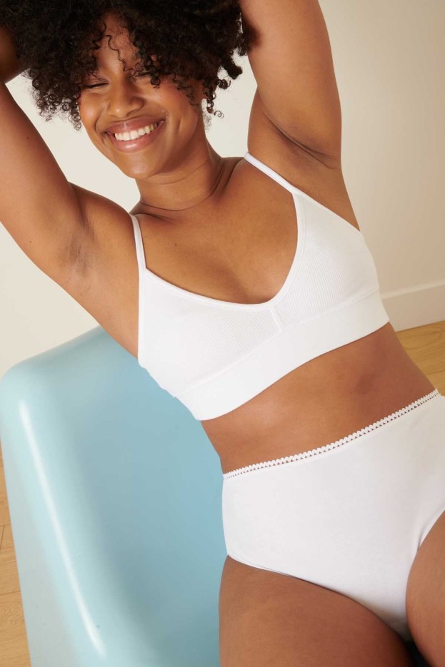 Culotte coton taille haute unie