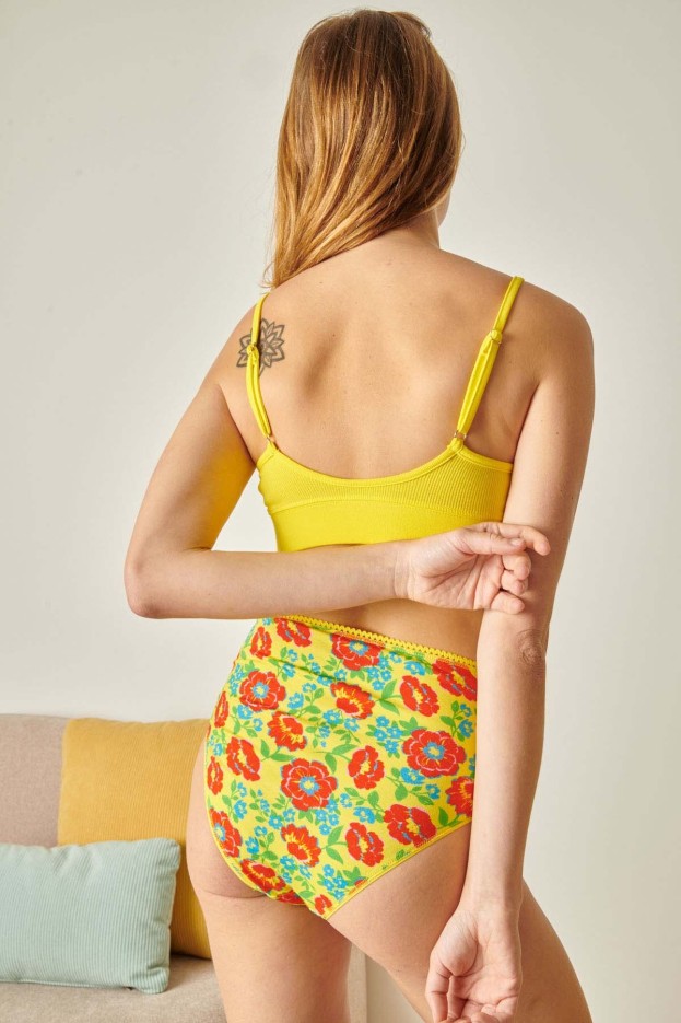 Culotte taille haute coton bio imprimé