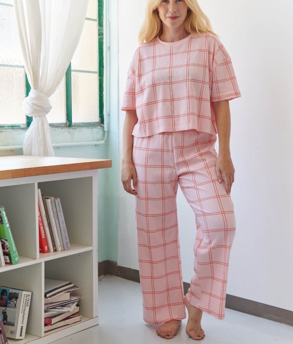Pyjama long coton Carreau...