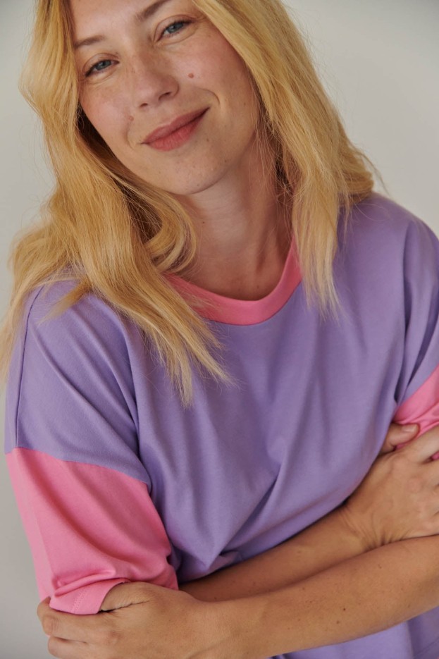 Pyjama long coton Colorblock