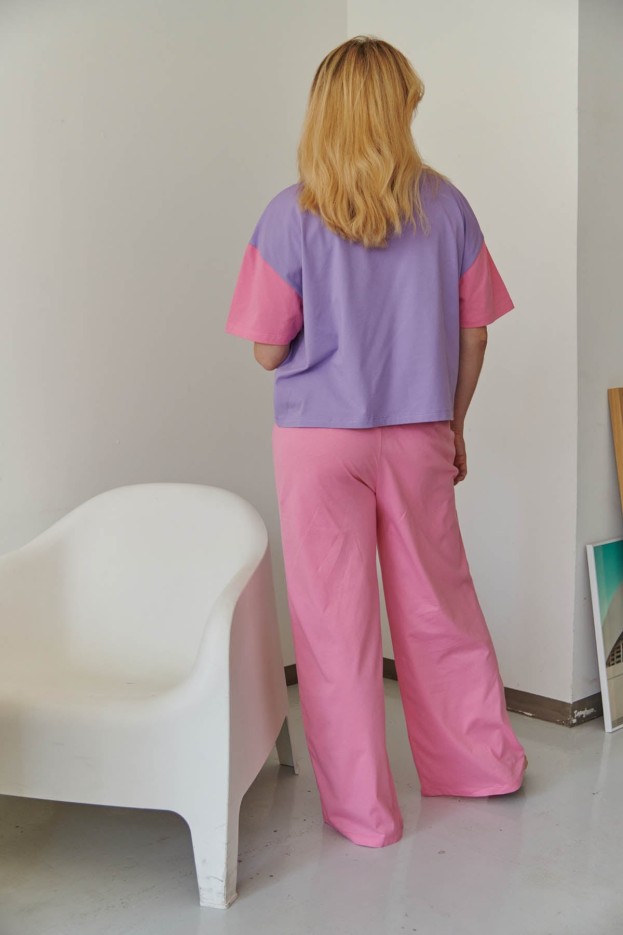 Pyjama long coton Colorblock